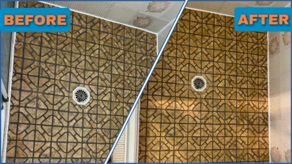 Before and after — decorative patterned tile floor